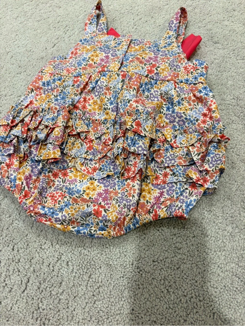 Floral Print Baby One-Piece with Pink Bow 24 mo